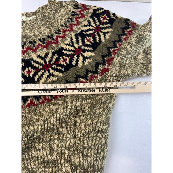 Eddie Bauer Women’s Wool Sweater Fair Isle Nordic Pullover Tan Red Black Size M - Picture 4 of 8